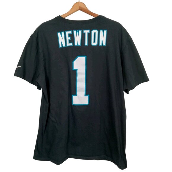 Carolina Panthers Cam Newton Shirt XXL Nike Tee Black NFL Super Bowl 50 #1 - Picture 3 of 11